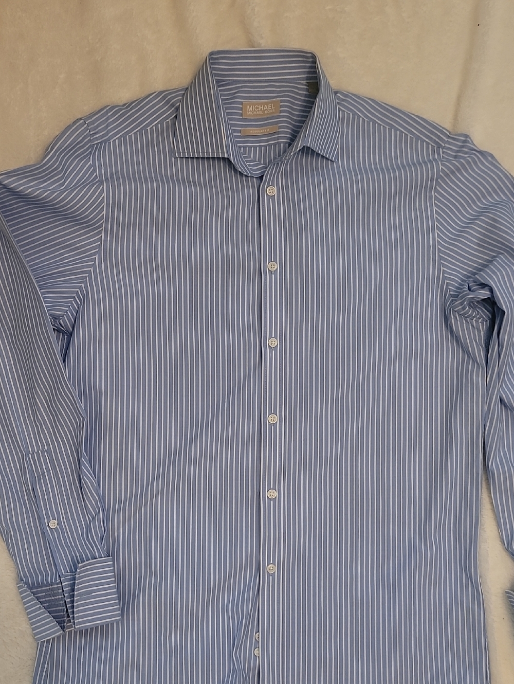 Michael Kors Blue and White Striped Men's Dress Shirt